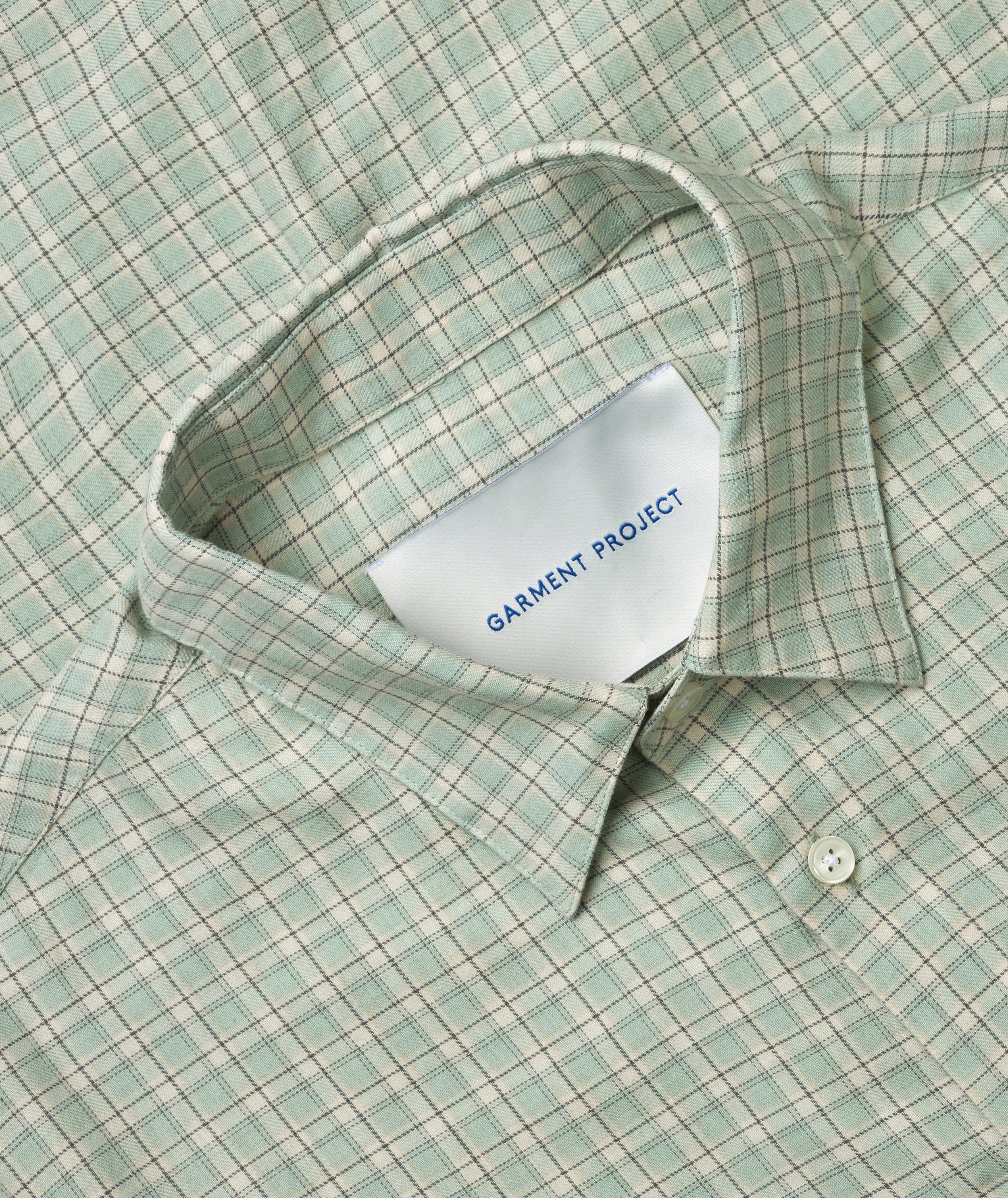 GARMENT PROJECT MAN Relaxed LS Shirt - Dusty Green Check Shirt 255 Dusty Green