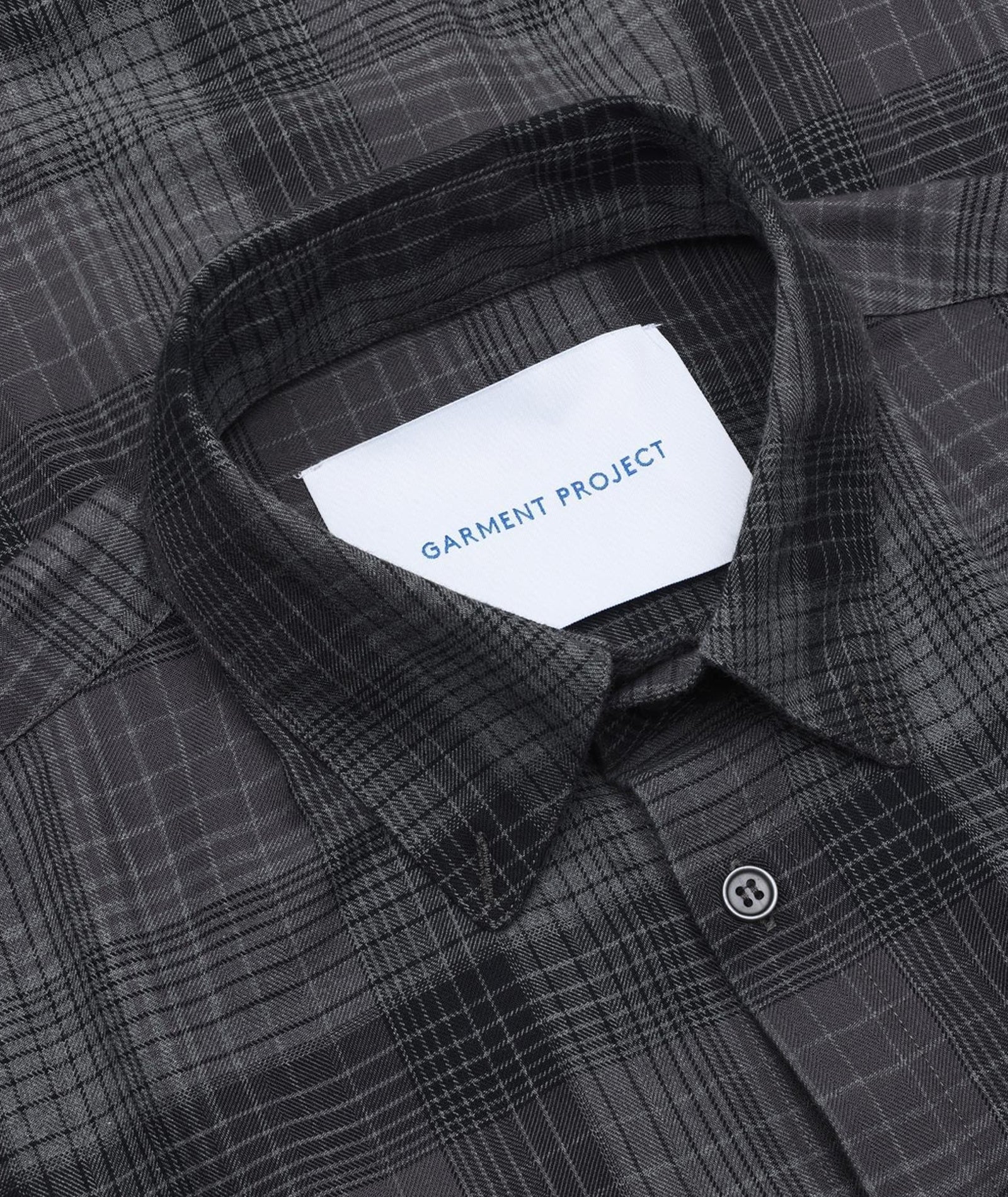 GARMENT PROJECT MAN Relaxed LS Shirt - Flannel Charcoal Check Shirt 446 Charcoal Check