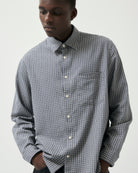 GARMENT PROJECT MAN Relaxed LS Shirt - Navy Check Shirt 500 Navy