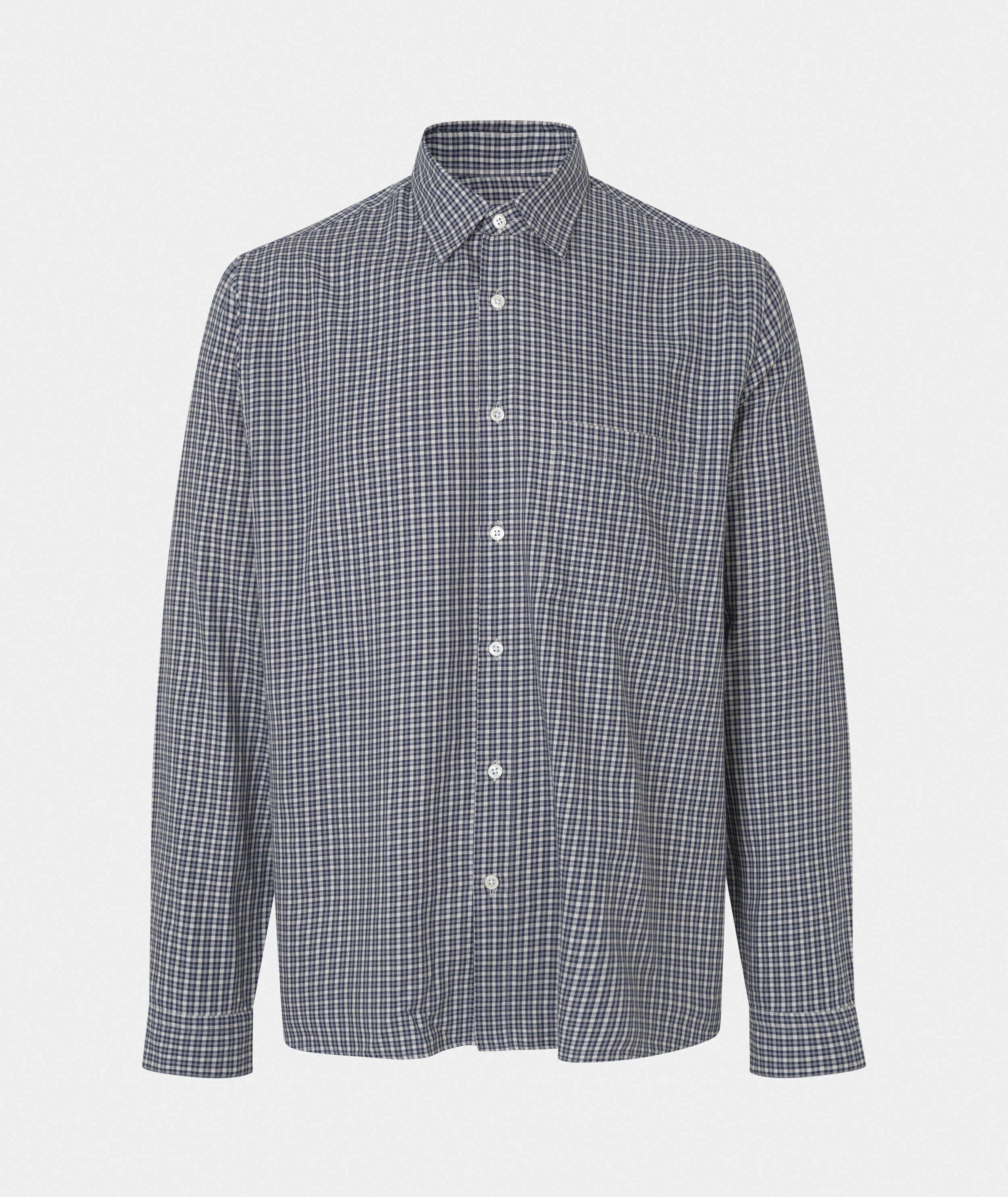 GARMENT PROJECT MAN Relaxed LS Shirt - Navy Check Shirt 500 Navy