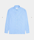 GARMENT PROJECT MAN Relaxed Long Sleeved Shirt - Blue Striped Shirt 550 Blue