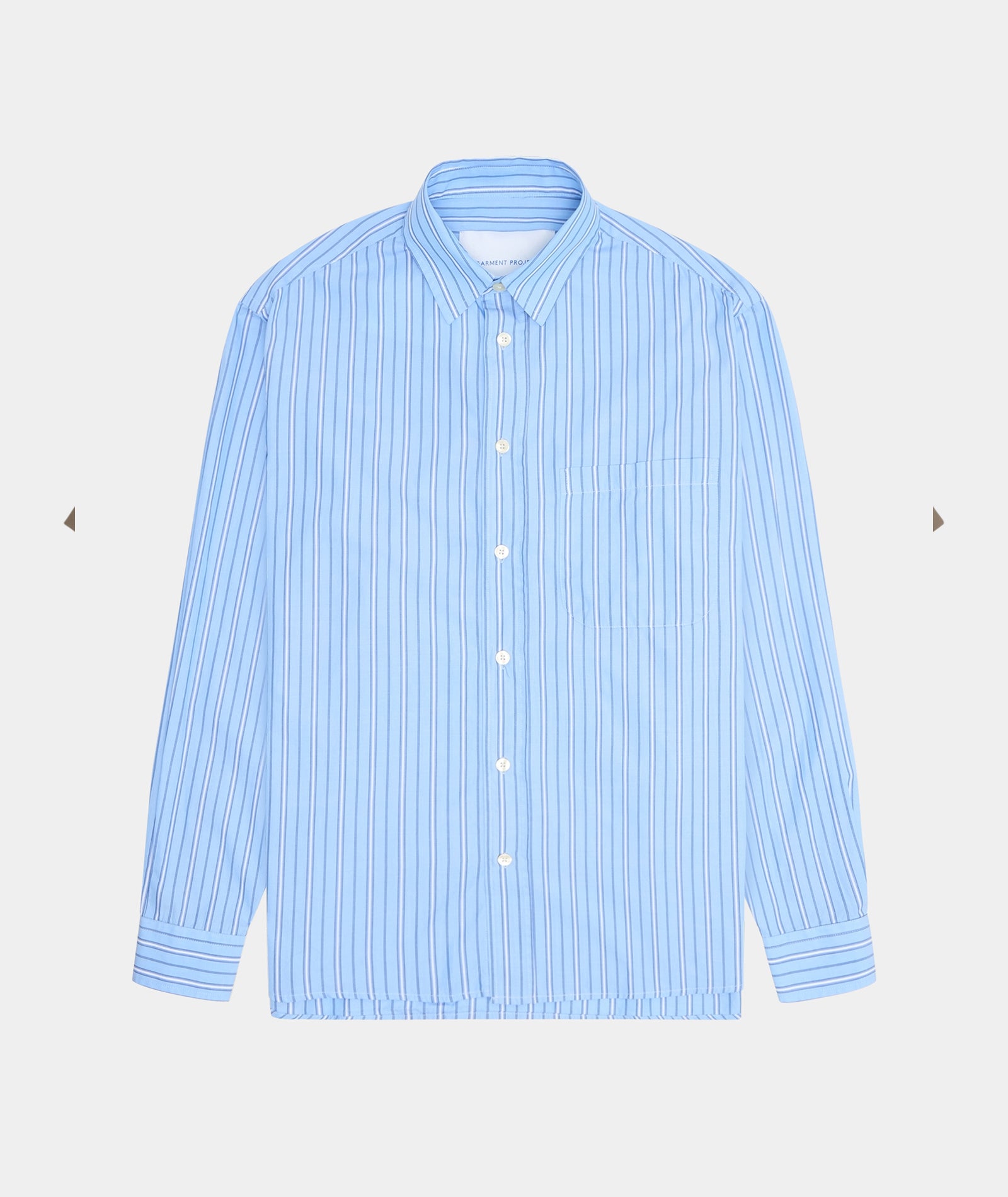 GARMENT PROJECT MAN Relaxed Long Sleeved Shirt - Blue Striped Shirt 550 Blue