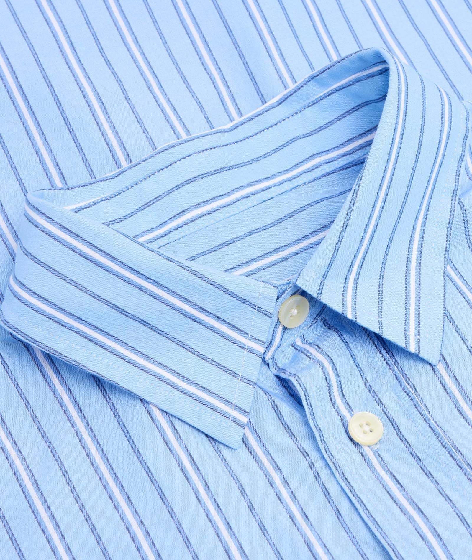 GARMENT PROJECT MAN Relaxed Long Sleeved Shirt - Blue Striped Shirt 550 Blue