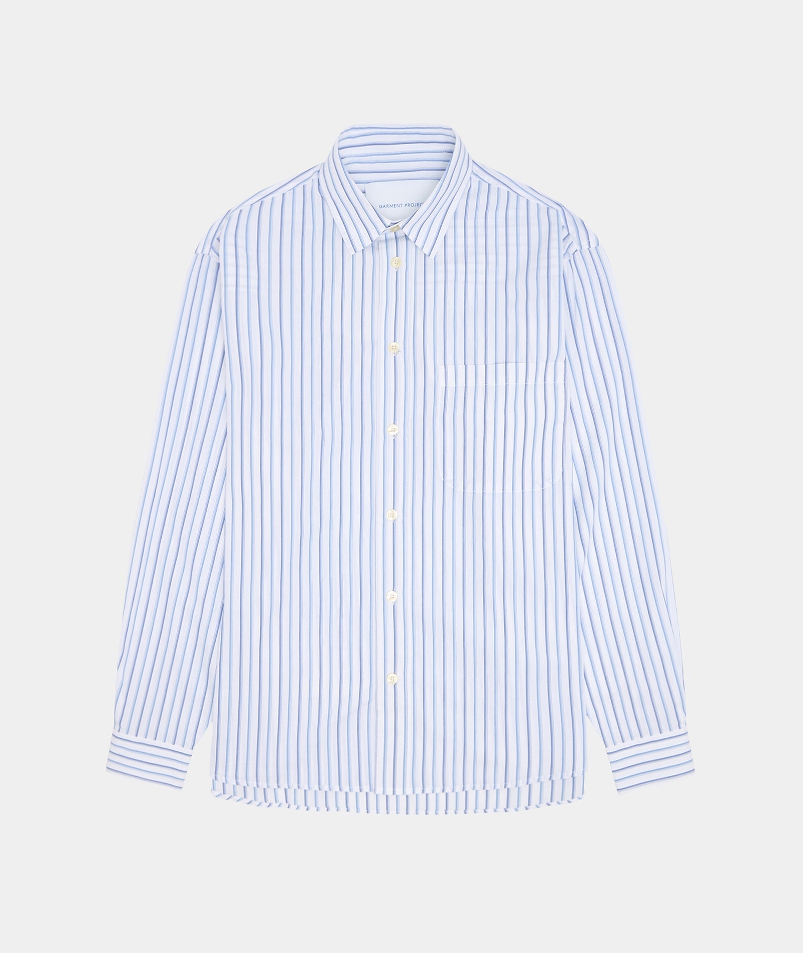 GARMENT PROJECT MAN Relaxed Long Sleeved Shirt - White Striped Shirt 100 White