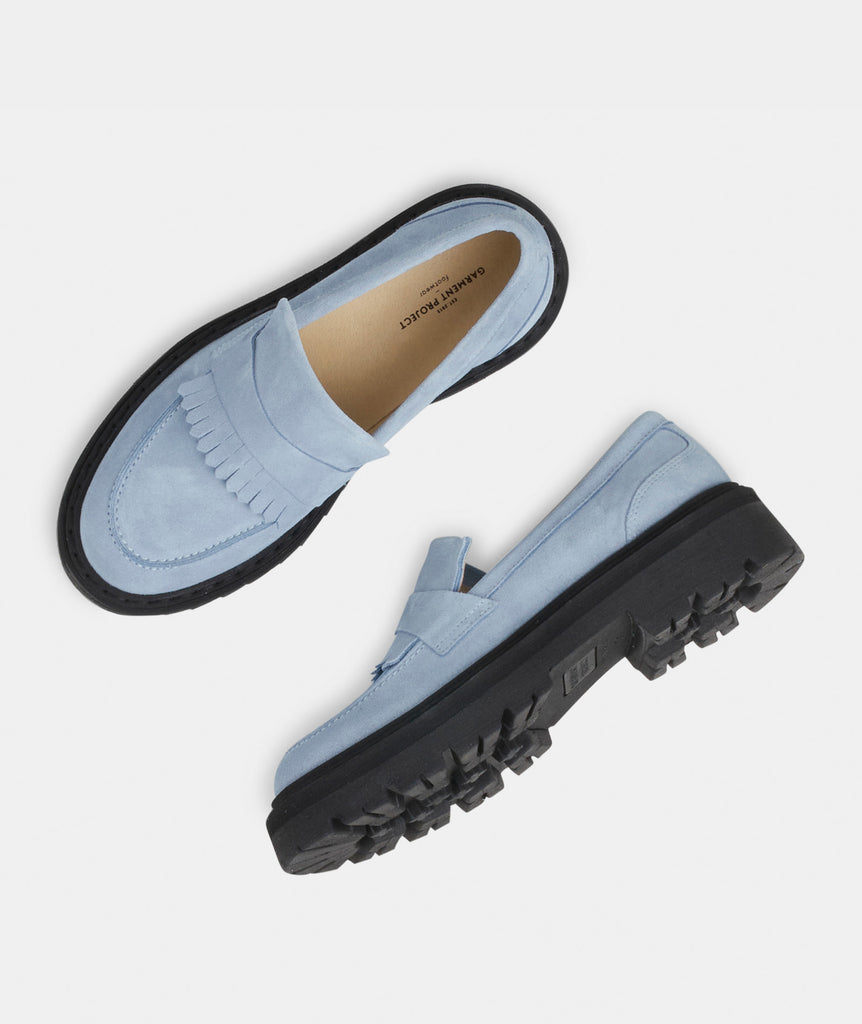 GARMENT PROJECT WMNS Spike Loafer - Light Blue Suede Slip-on 8054 Light Blue