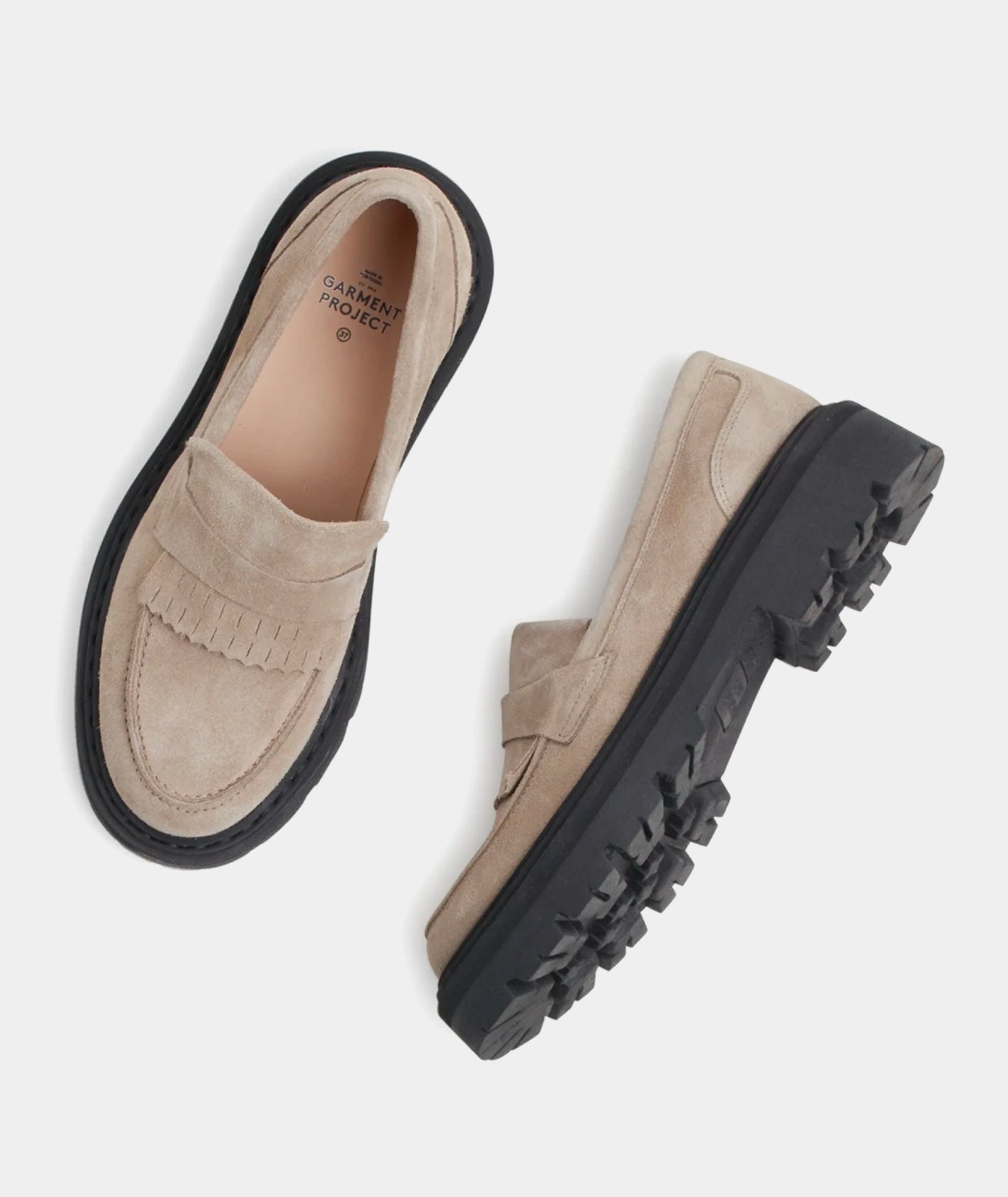 GARMENT PROJECT WMNS Spike Loafer - Taupe Suede Slip-on 140 Taupe