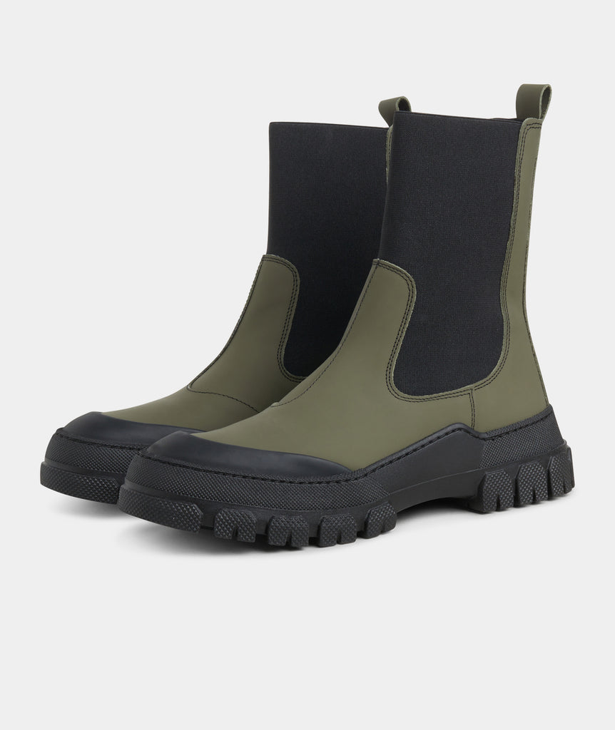 GARMENT PROJECT WMNS Twig Chelsea - Army Rubberised Leather Boots 240 Army