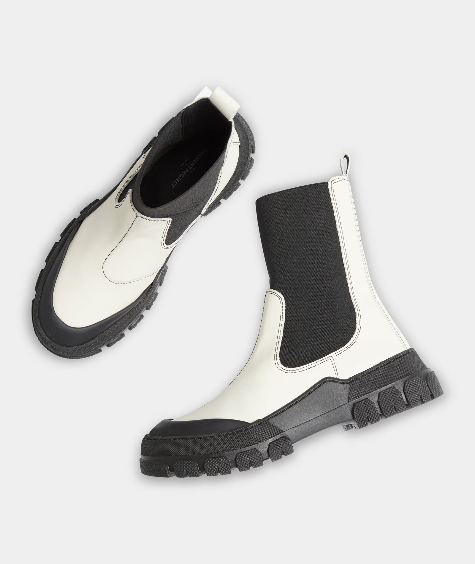 GARMENT PROJECT WMNS Twig Chelsea - Off White Rubberised Leather Boots 110 Off White