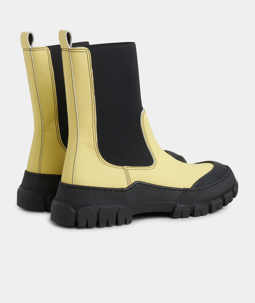 GARMENT PROJECT WMNS Twig Chelsea - Yellow Rubberised Leather Boots 5027 Light Yellow