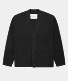 GARMENT PROJECT MAN Wool Knit Cardigan - Dark Grey Melange Knit 400 Grey