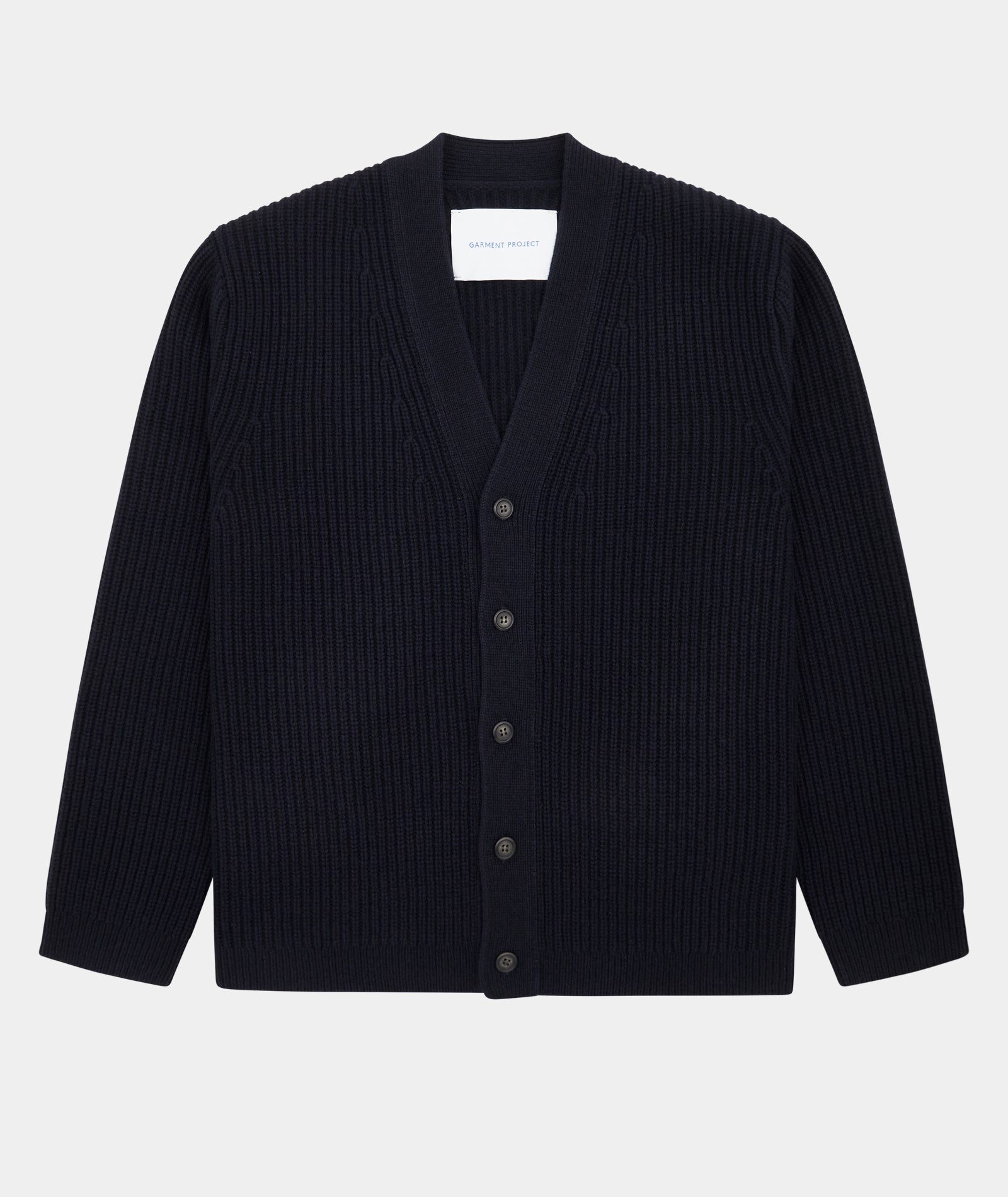 GARMENT PROJECT MAN Wool Knit Cardigan - Navy Knit 500 Navy