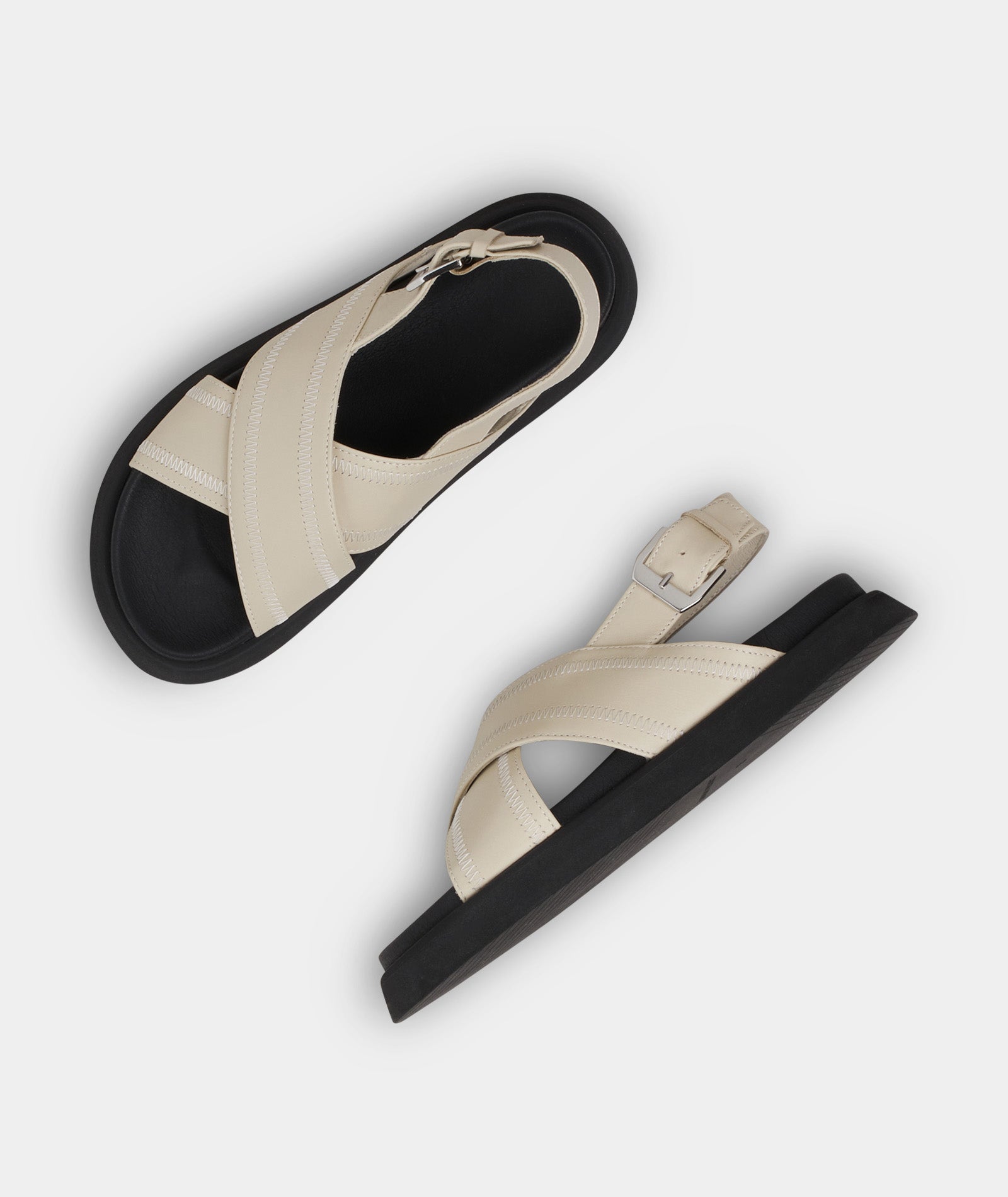 GARMENT PROJECT WMNS Yodi Stitched Sandal - Off White Leather Sandals 110 Off White