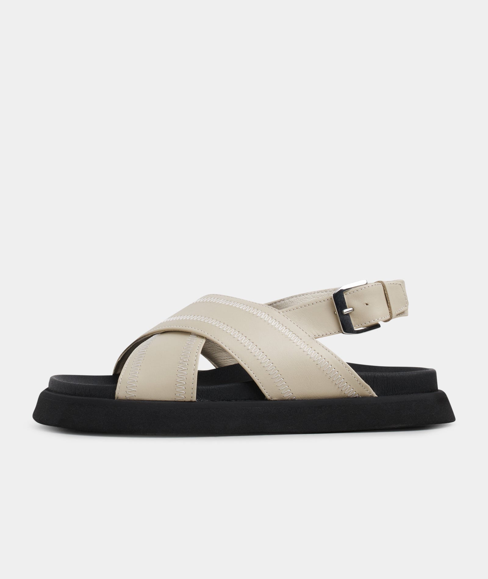 GARMENT PROJECT WMNS Yodi Stitched Sandal - Off White Leather Sandals 110 Off White