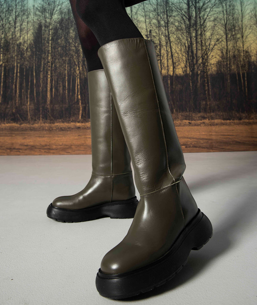 GARMENT PROJECT WMNS Cloud High Boot - Army Leather Boots 240 Army