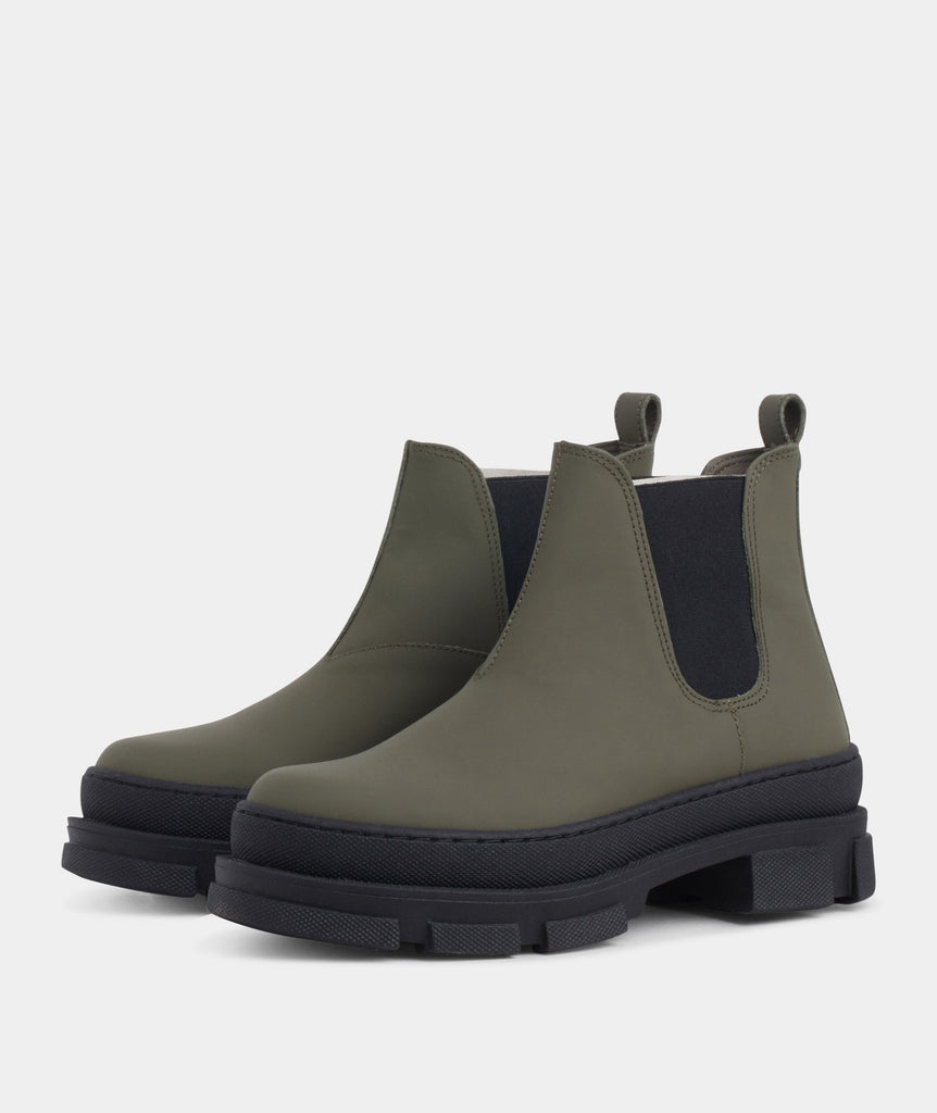 GARMENT PROJECT WMNS Irean Chelsea - Army Rubberised Leather Boots 240 Army