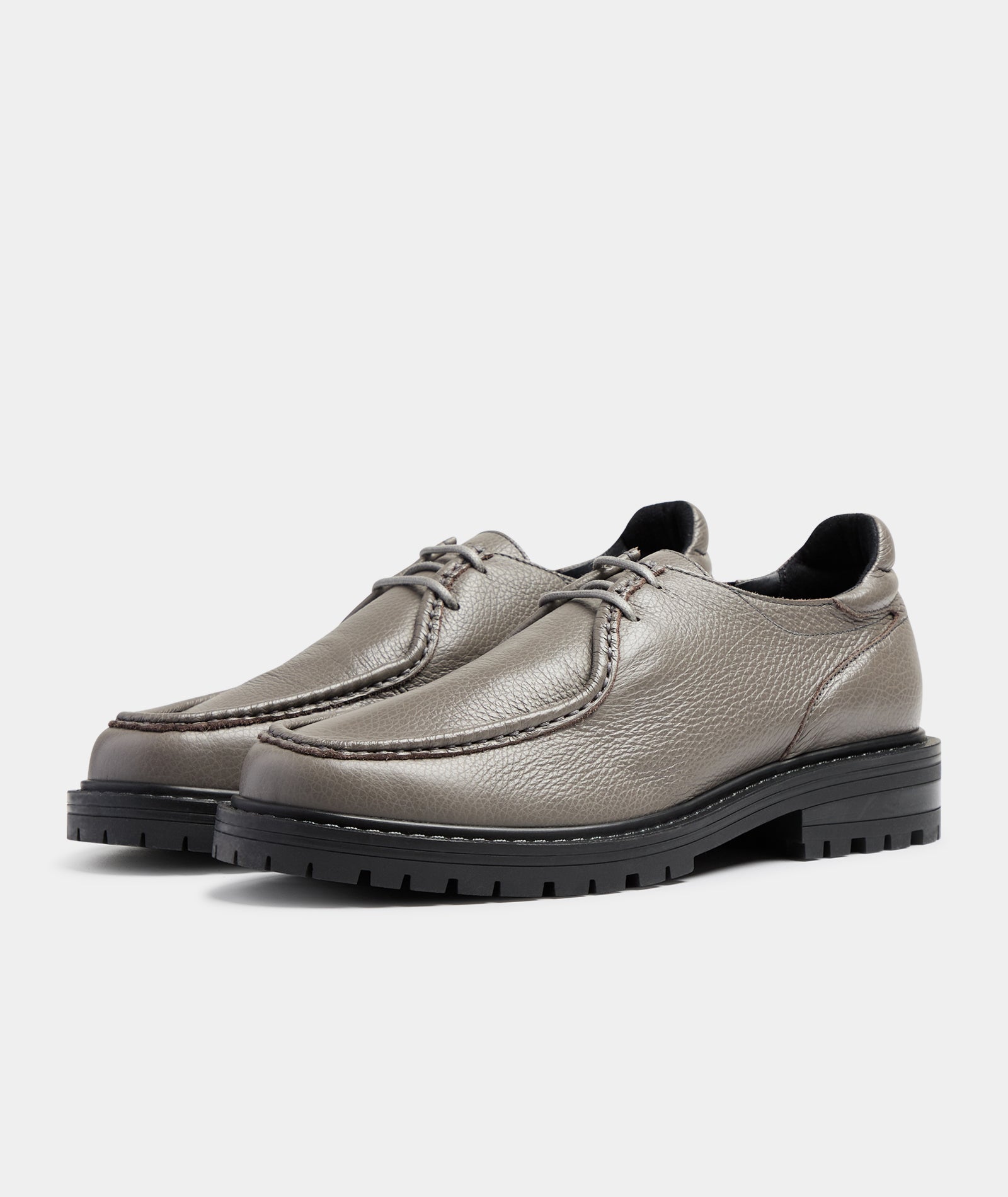 GARMENT PROJECT MAN Jaz Low Top - Grey Tumbled Leather Shoes 400 Grey
