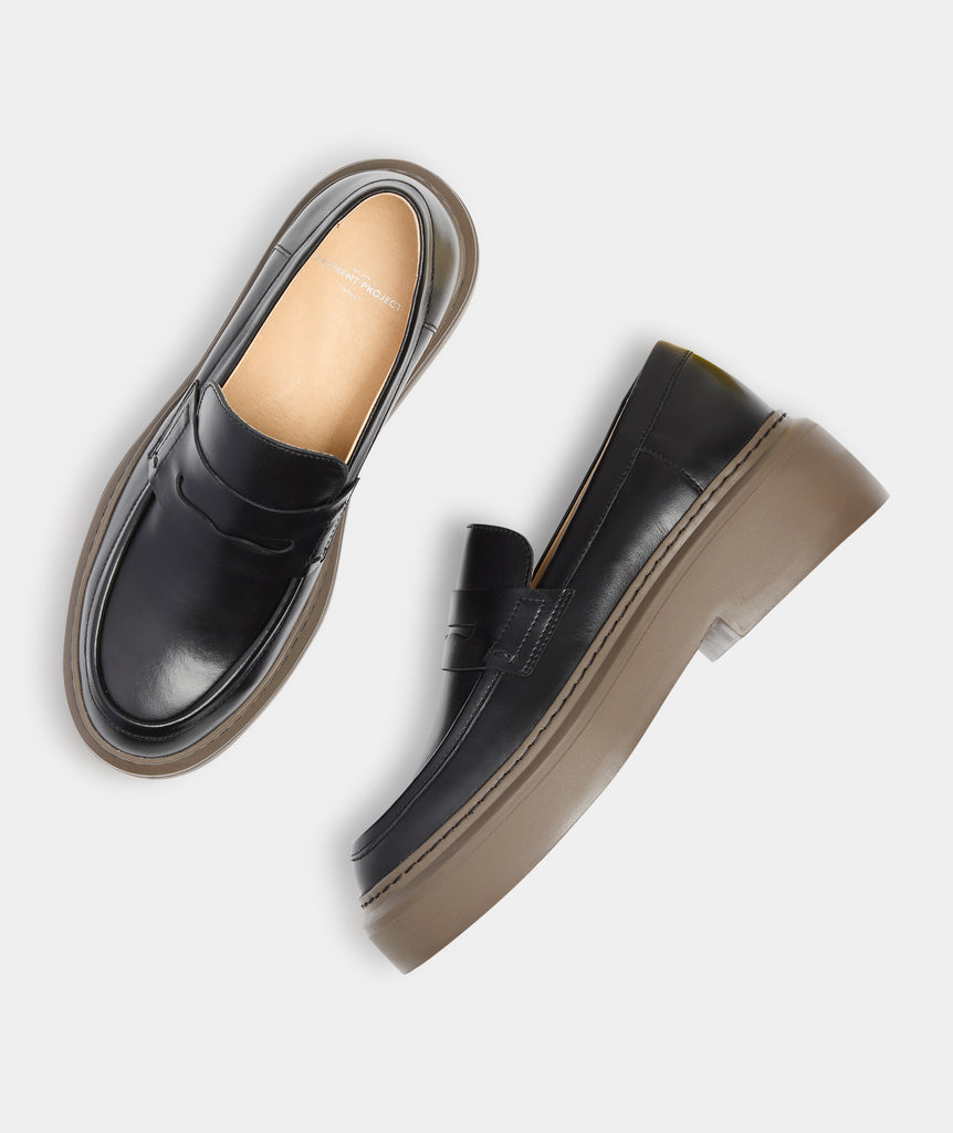 GARMENT PROJECT WMNS June Loafer - Black Leather / Brown Sole Shoes 999 Black