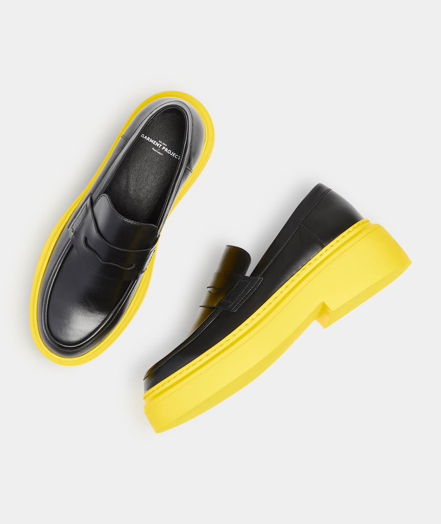 GARMENT PROJECT WMNS June Loafer - Black Leather / Yellow Sole Shoes 999 Black