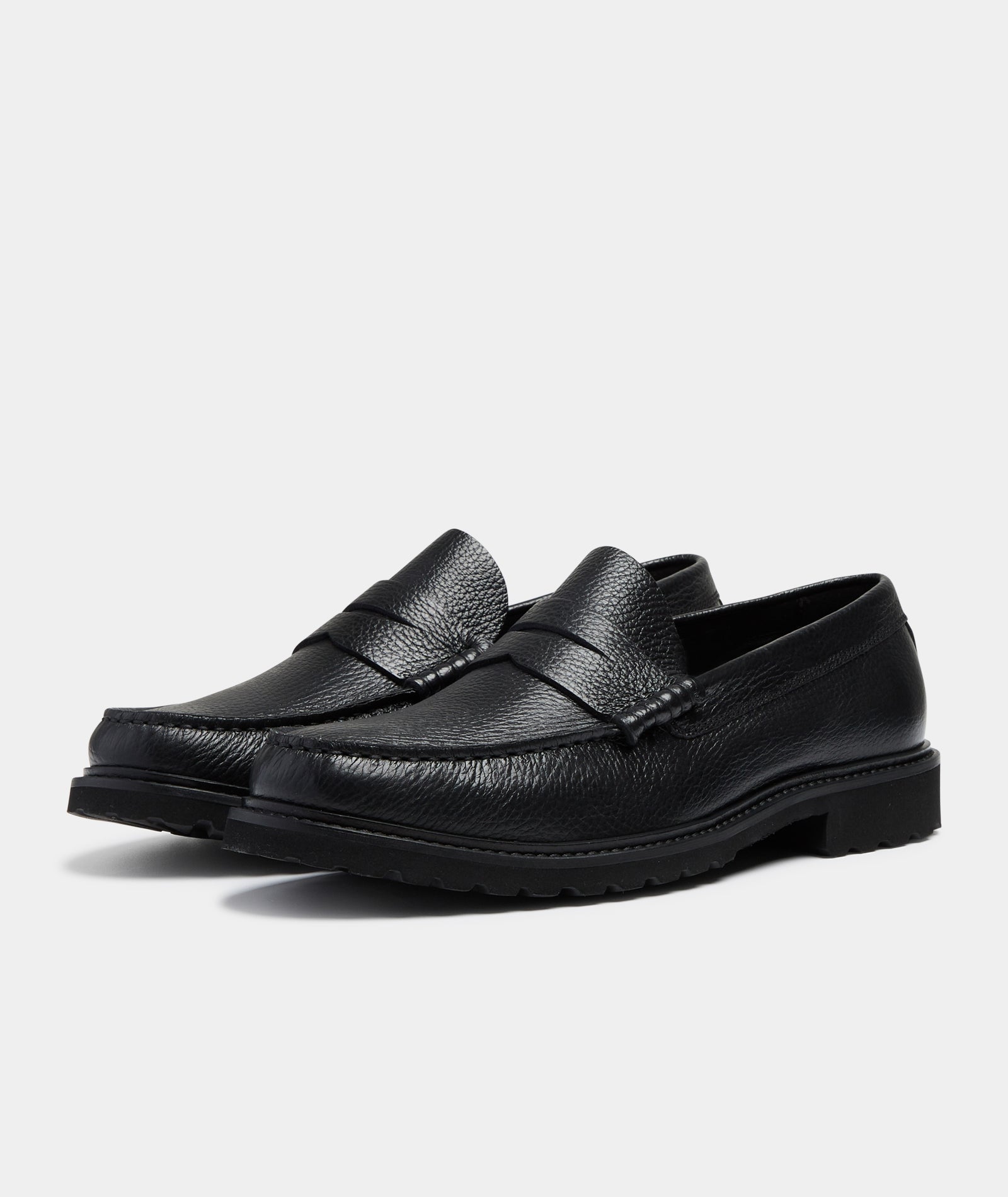 GARMENT PROJECT MAN Penny Loafer - Black Tumbled Leather Loafer 999 Black