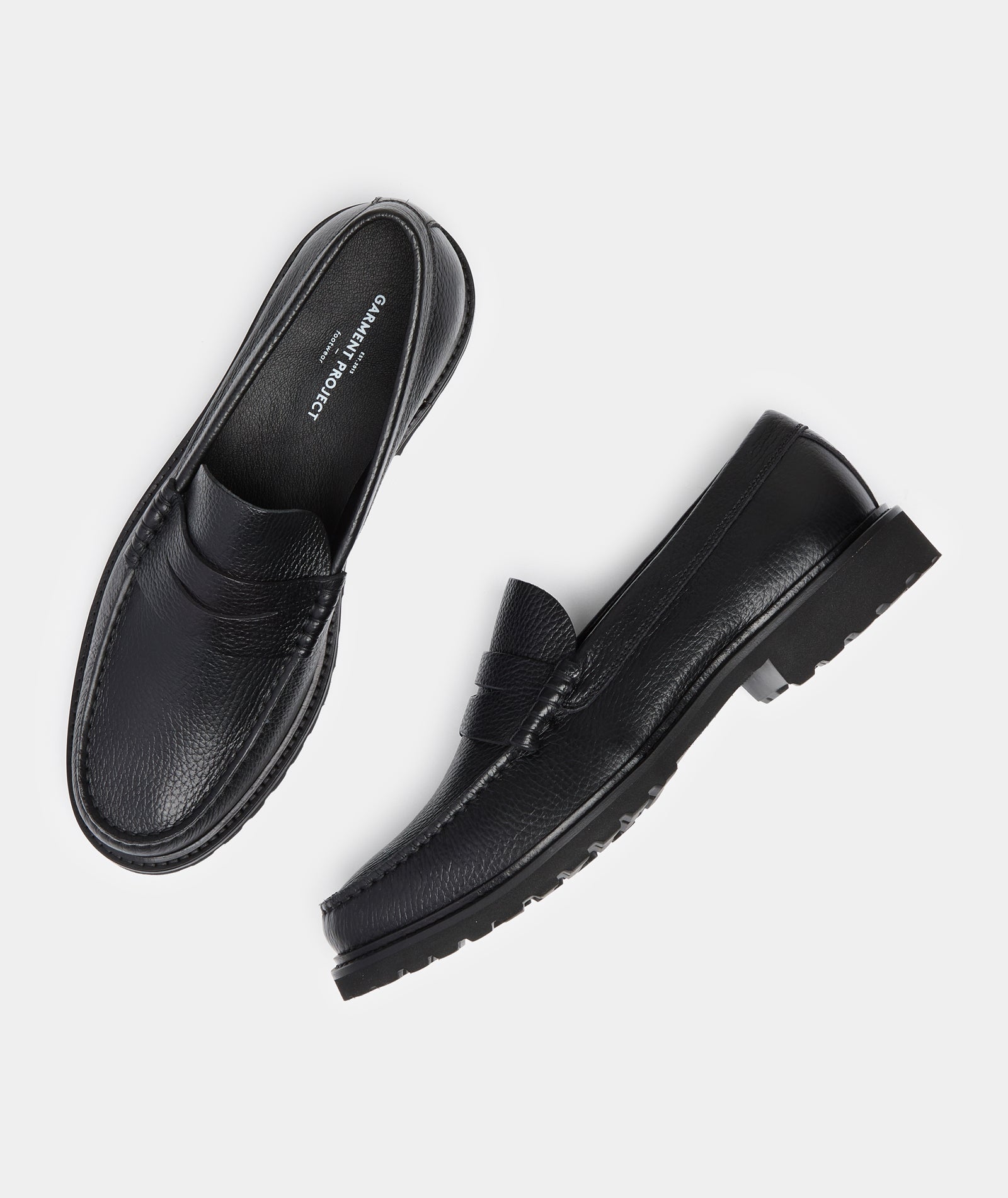 GARMENT PROJECT MAN Penny Loafer - Black Tumbled Leather Loafer 999 Black