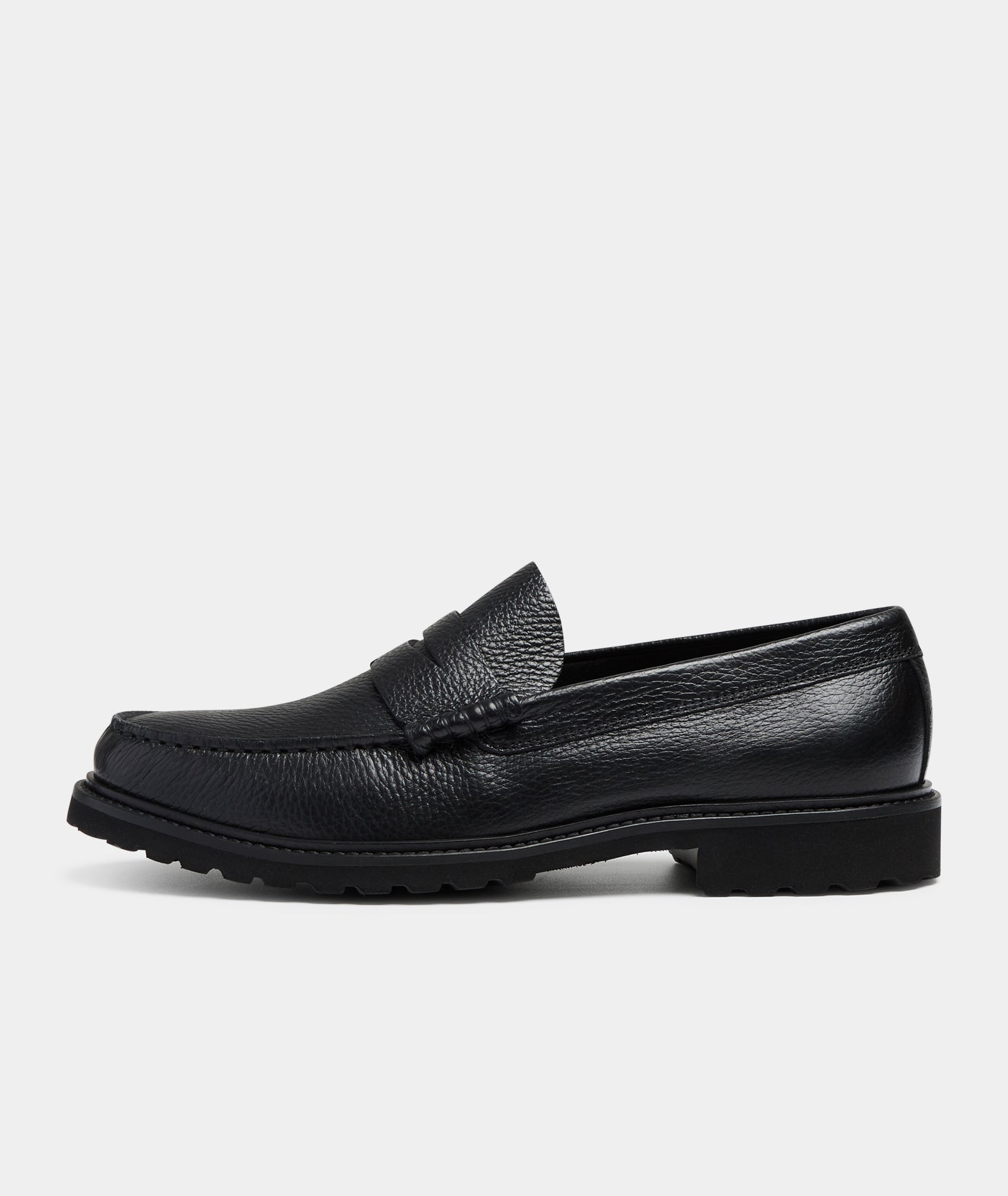 GARMENT PROJECT MAN Penny Loafer - Black Tumbled Leather Loafer 999 Black
