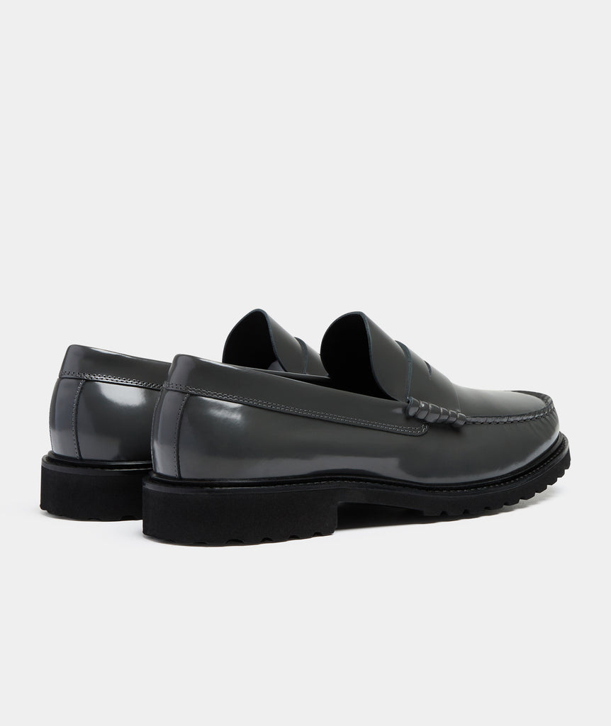 GARMENT PROJECT MAN Penny Loafer - Grey Polido Leather Loafer 400 Grey