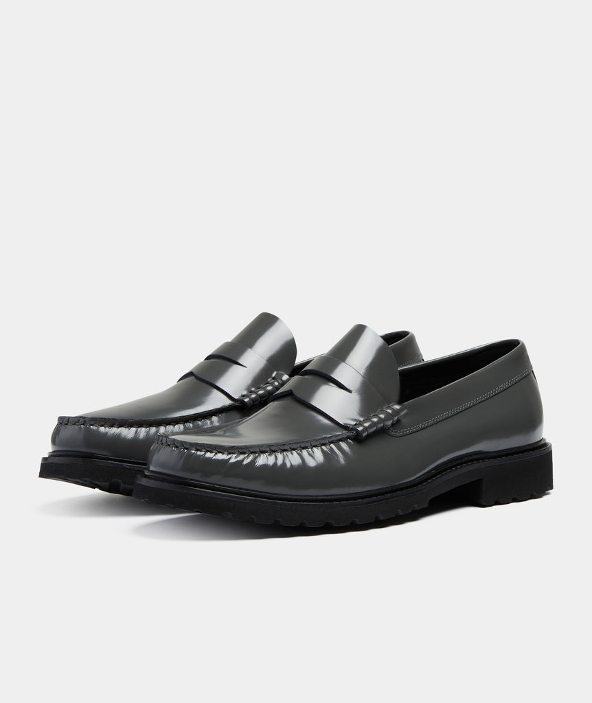 GARMENT PROJECT MAN Penny Loafer - Grey Polido Leather Loafer 400 Grey